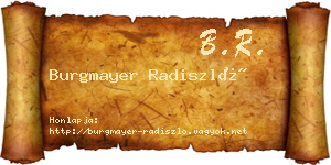 Burgmayer Radiszló névjegykártya